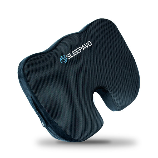 Sleepavo Memory Foam Seat Cushion for Sciatica Coccyx Back Tailbone Lower Back Pain Relief